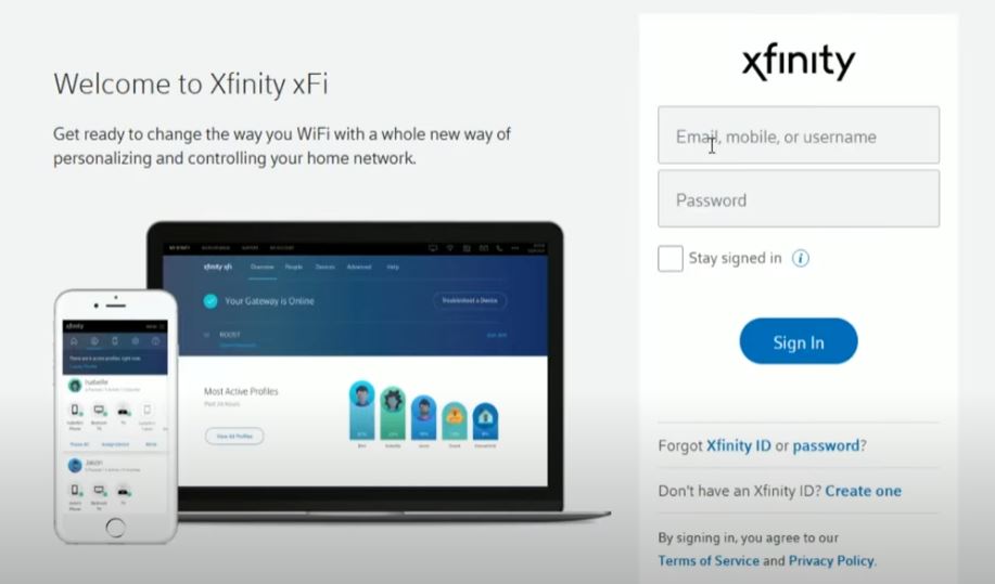 Open the Xfinity app and sign in with your Xfinity ID and password.